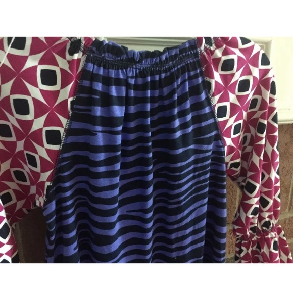 Mis Tee V Us Dress Stripe Pink Flower Button 10 - Picture 6 of 8